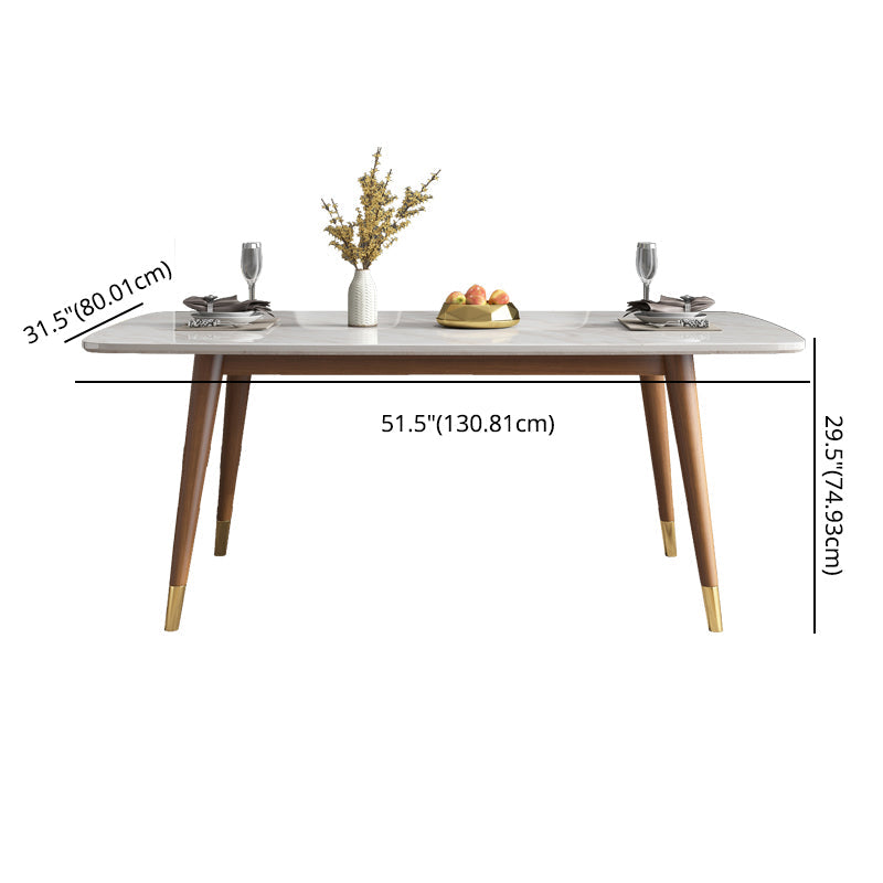 Nordic Ash White Rock Board Rectangular Dining Table Set with 4 Legs Base Clearhalo 'Dining Room Sets' 'Dining Tables & Seating' 'dining_room_set' 'furn' 'furn_dining_room_set' 'Furniture' 'furniture_dining_room_set' 'Kitchen & Dining Furniture' 'kitchen&dining_furn' 'kitchen' 3401488