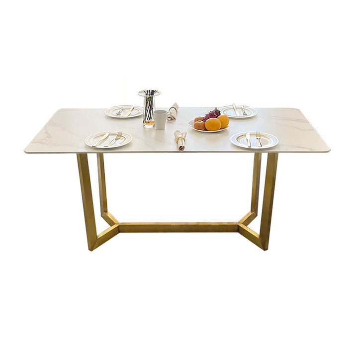Scandinavian Metal Base Dining Table Rectangle Formal Dinette Set for Dining Room Table Only Clearhalo 'Dining Room Sets' 'Dining Tables & Seating' 'dining_room_set' 'furn' 'furn_dining_room_set' 'Furniture' 'furniture_dining_room_set' 'Kitchen & Dining Furniture' 'kitchen&dining_furn' 'kitchen' 3401534