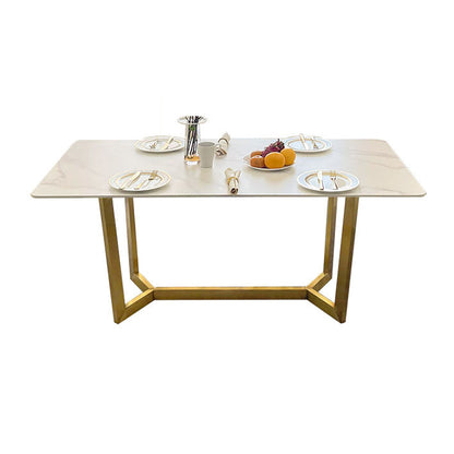 Scandinavian Metal Base Dining Table Rectangle Formal Dinette Set for Dining Room Table Only Clearhalo 'Dining Room Sets' 'Dining Tables & Seating' 'dining_room_set' 'furn' 'furn_dining_room_set' 'Furniture' 'furniture_dining_room_set' 'Kitchen & Dining Furniture' 'kitchen&dining_furn' 'kitchen' 3401534
