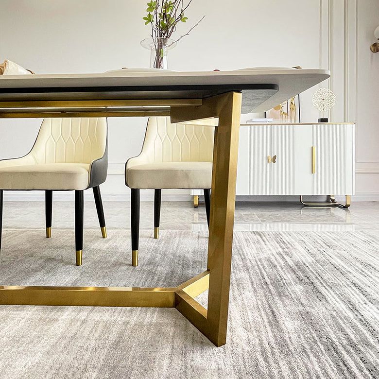 Scandinavian Metal Base Dining Table Rectangle Formal Dinette Set for Dining Room Clearhalo 'Dining Room Sets' 'Dining Tables & Seating' 'dining_room_set' 'furn' 'furn_dining_room_set' 'Furniture' 'furniture_dining_room_set' 'Kitchen & Dining Furniture' 'kitchen&dining_furn' 'kitchen' 3401535