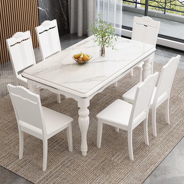 Contemporary Sintered Stone Kitchen Dining Set White Standard Dining Set with 4 Legs Base Clearhalo 'Dining Room Sets' 'Dining Tables & Seating' 'dining_room_set' 'furn' 'furn_dining_room_set' 'Furniture' 'furniture_dining_room_set' 'Kitchen & Dining Furniture' 'kitchen&dining_furn' 'kitchen' 3401560