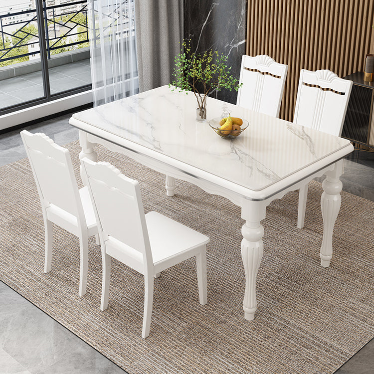 Contemporary Sintered Stone Kitchen Dining Set White Standard Dining Set with 4 Legs Base Clearhalo 'Dining Room Sets' 'Dining Tables & Seating' 'dining_room_set' 'furn' 'furn_dining_room_set' 'Furniture' 'furniture_dining_room_set' 'Kitchen & Dining Furniture' 'kitchen&dining_furn' 'kitchen' 3401563