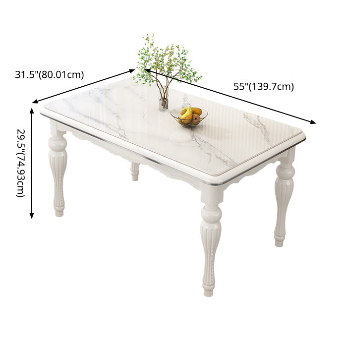 Contemporary Sintered Stone Kitchen Dining Set White Standard Dining Set with 4 Legs Base Clearhalo 'Dining Room Sets' 'Dining Tables & Seating' 'dining_room_set' 'furn' 'furn_dining_room_set' 'Furniture' 'furniture_dining_room_set' 'Kitchen & Dining Furniture' 'kitchen&dining_furn' 'kitchen' 3401571