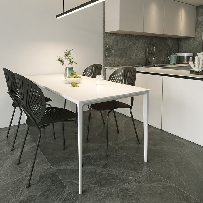 Modern Rectangle White Dining Set Kitchen Sintered Stone Top Dining Set with 4 Legs Base Clearhalo 'Dining Room Sets' 'Dining Tables & Seating' 'dining_room_set' 'furn' 'furn_dining_room_set' 'Furniture' 'furniture_dining_room_set' 'Kitchen & Dining Furniture' 'kitchen&dining_furn' 'kitchen' 3401573