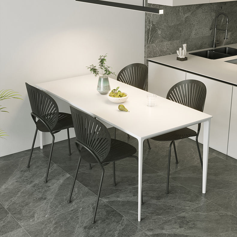 Modern Rectangle White Dining Set Kitchen Sintered Stone Top Dining Set with 4 Legs Base Clearhalo 'Dining Room Sets' 'Dining Tables & Seating' 'dining_room_set' 'furn' 'furn_dining_room_set' 'Furniture' 'furniture_dining_room_set' 'Kitchen & Dining Furniture' 'kitchen&dining_furn' 'kitchen' 3401575