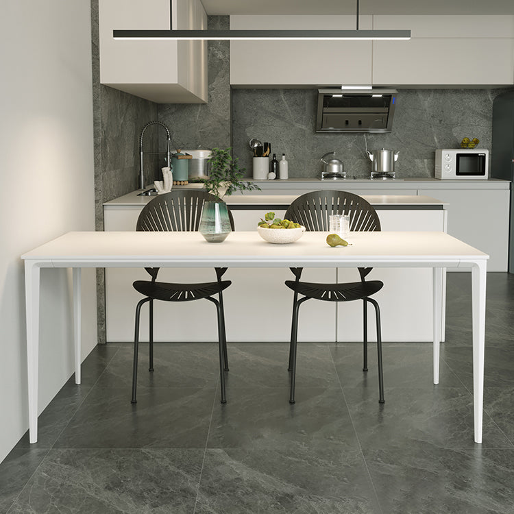 Modern Rectangle White Dining Set Kitchen Sintered Stone Top Dining Set with 4 Legs Base Clearhalo 'Dining Room Sets' 'Dining Tables & Seating' 'dining_room_set' 'furn' 'furn_dining_room_set' 'Furniture' 'furniture_dining_room_set' 'Kitchen & Dining Furniture' 'kitchen&dining_furn' 'kitchen' 3401576