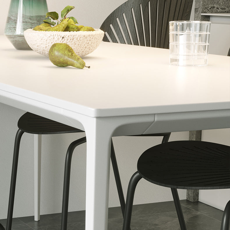 Modern Rectangle White Dining Set Kitchen Sintered Stone Top Dining Set with 4 Legs Base Clearhalo 'Dining Room Sets' 'Dining Tables & Seating' 'dining_room_set' 'furn' 'furn_dining_room_set' 'Furniture' 'furniture_dining_room_set' 'Kitchen & Dining Furniture' 'kitchen&dining_furn' 'kitchen' 3401580