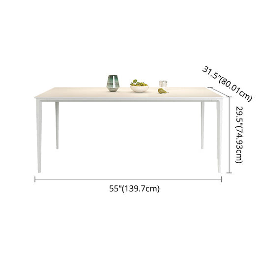 Modern Rectangle White Dining Set Kitchen Sintered Stone Top Dining Set with 4 Legs Base Clearhalo 'Dining Room Sets' 'Dining Tables & Seating' 'dining_room_set' 'furn' 'furn_dining_room_set' 'Furniture' 'furniture_dining_room_set' 'Kitchen & Dining Furniture' 'kitchen&dining_furn' 'kitchen' 3401582
