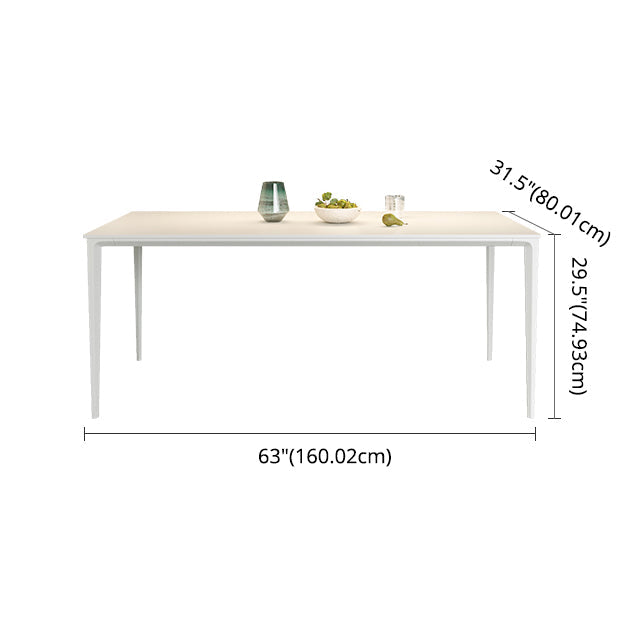 Modern Rectangle White Dining Set Kitchen Sintered Stone Top Dining Set with 4 Legs Base Clearhalo 'Dining Room Sets' 'Dining Tables & Seating' 'dining_room_set' 'furn' 'furn_dining_room_set' 'Furniture' 'furniture_dining_room_set' 'Kitchen & Dining Furniture' 'kitchen&dining_furn' 'kitchen' 3401583