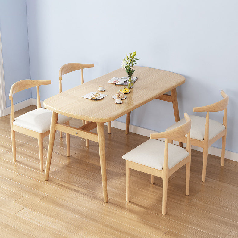 Contemporary Solid Wood Rectangle Shape Dining Furniture 4 Wood Legs Table for Kitchen Clearhalo 'Dining Room Sets' 'Dining Tables & Seating' 'dining_room_set' 'furn' 'furn_dining_room_set' 'Furniture' 'furniture_dining_room_set' 'Kitchen & Dining Furniture' 'kitchen&dining_furn' 'kitchen' 3401598