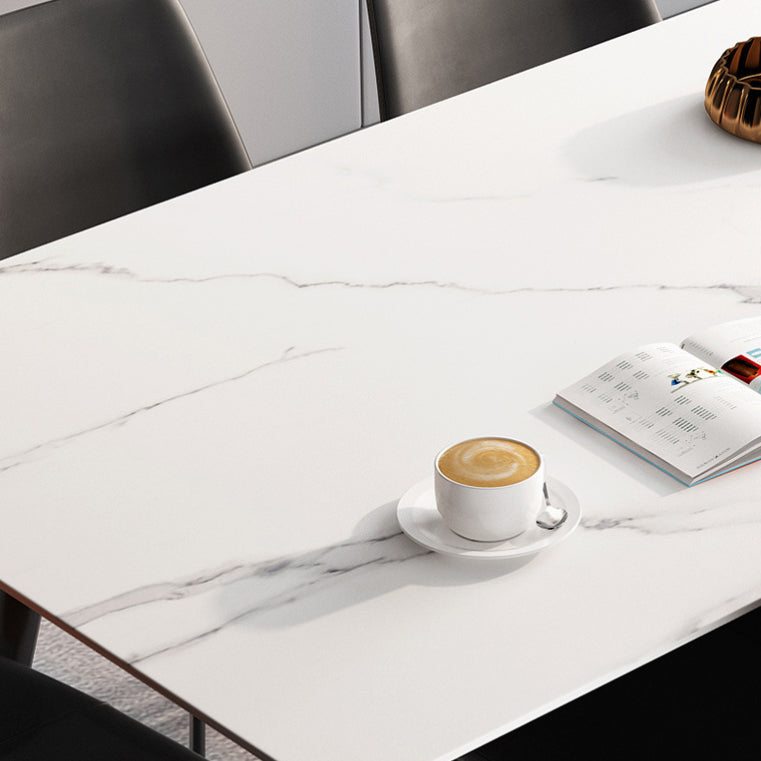 Modern Sintered Stone Rectangle Dining Set White Dining Set for Home Use Clearhalo 'Dining Room Sets' 'Dining Tables & Seating' 'dining_room_set' 'furn' 'furn_dining_room_set' 'Furniture' 'furniture_dining_room_set' 'Kitchen & Dining Furniture' 'kitchen&dining_furn' 'kitchen' 3401614