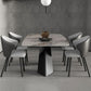 Modern Style Sintered Stone Dining Table with White Table and Pedestal Base for Home Use Clearhalo 'Dining Room Sets' 'Dining Tables & Seating' 'dining_room_set' 'furn' 'furn_dining_room_set' 'Furniture' 'furniture_dining_room_set' 'Kitchen & Dining Furniture' 'kitchen&dining_furn' 'kitchen' 3401625