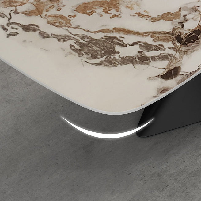 Modern Style Sintered Stone Dining Table with White Table and Pedestal Base for Home Use Clearhalo 'Dining Room Sets' 'Dining Tables & Seating' 'dining_room_set' 'furn' 'furn_dining_room_set' 'Furniture' 'furniture_dining_room_set' 'Kitchen & Dining Furniture' 'kitchen&dining_furn' 'kitchen' 3401628