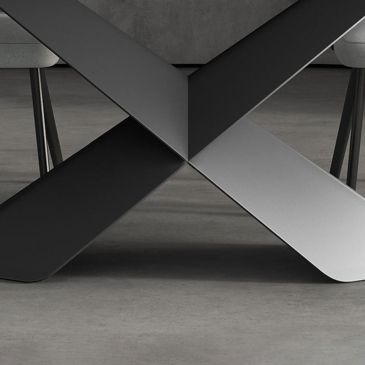 Modern Style Sintered Stone Dining Table with White Table and Pedestal Base for Home Use Clearhalo 'Dining Room Sets' 'Dining Tables & Seating' 'dining_room_set' 'furn' 'furn_dining_room_set' 'Furniture' 'furniture_dining_room_set' 'Kitchen & Dining Furniture' 'kitchen&dining_furn' 'kitchen' 3401629