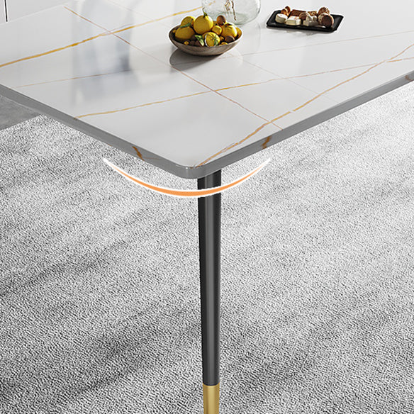 Minimalist Sintered Stone White Dining Set Standard Rectangle Shape Dining Set for Kitchen Clearhalo 'Dining Room Sets' 'Dining Tables & Seating' 'dining_room_set' 'furn' 'furn_dining_room_set' 'Furniture' 'furniture_dining_room_set' 'Kitchen & Dining Furniture' 'kitchen&dining_furn' 'kitchen' 3401642