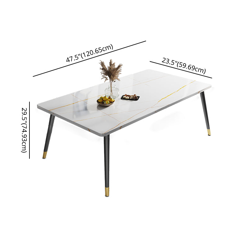 Minimalist Sintered Stone White Dining Set Standard Rectangle Shape Dining Set for Kitchen Clearhalo 'Dining Room Sets' 'Dining Tables & Seating' 'dining_room_set' 'furn' 'furn_dining_room_set' 'Furniture' 'furniture_dining_room_set' 'Kitchen & Dining Furniture' 'kitchen&dining_furn' 'kitchen' 3401647