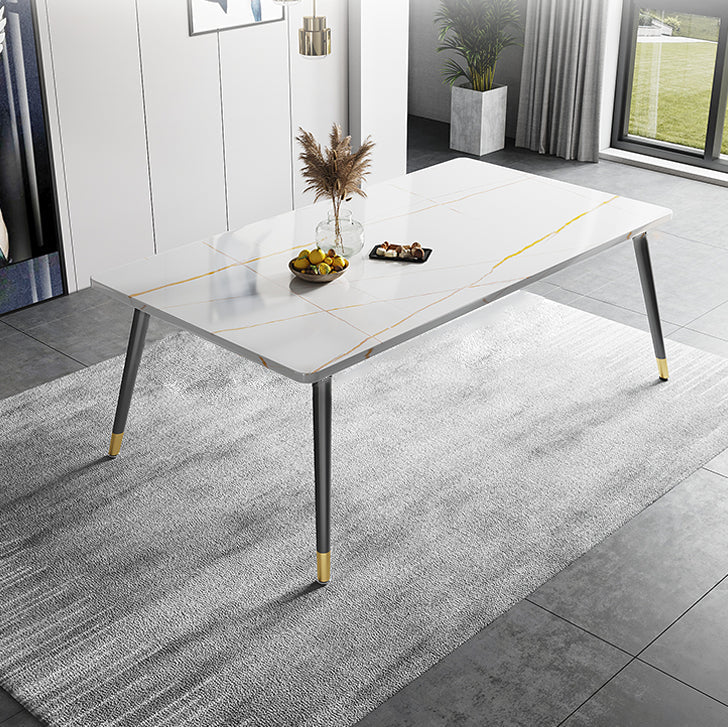 Minimalist Sintered Stone White Dining Set Standard Rectangle Shape Dining Set for Kitchen Clearhalo 'Dining Room Sets' 'Dining Tables & Seating' 'dining_room_set' 'furn' 'furn_dining_room_set' 'Furniture' 'furniture_dining_room_set' 'Kitchen & Dining Furniture' 'kitchen&dining_furn' 'kitchen' 3401652