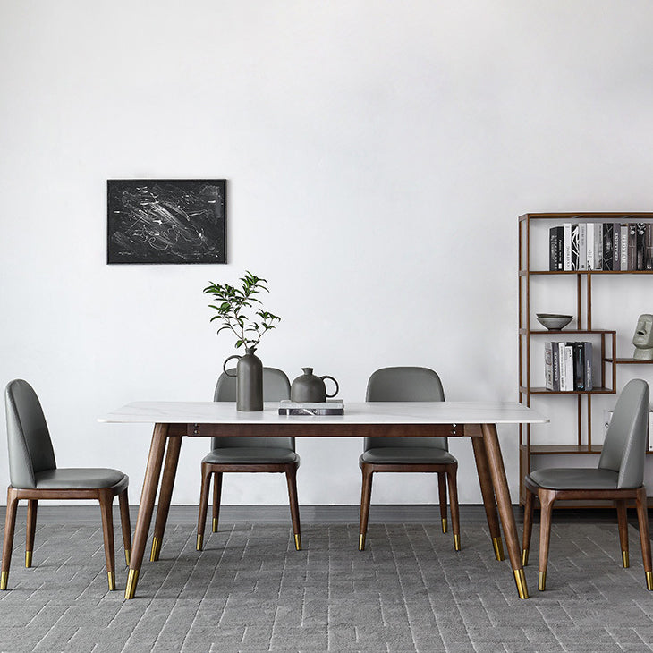 Modern Dining Room Set Rectangle Sintered Stone with 4 Legs Base Formal Kitchen Table Set Clearhalo 'Dining Room Sets' 'Dining Tables & Seating' 'dining_room_set' 'furn' 'furn_dining_room_set' 'Furniture' 'furniture_dining_room_set' 'Kitchen & Dining Furniture' 'kitchen&dining_furn' 'kitchen' 3401655