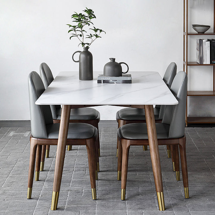 Modern Dining Room Set Rectangle Sintered Stone with 4 Legs Base Formal Kitchen Table Set Clearhalo 'Dining Room Sets' 'Dining Tables & Seating' 'dining_room_set' 'furn' 'furn_dining_room_set' 'Furniture' 'furniture_dining_room_set' 'Kitchen & Dining Furniture' 'kitchen&dining_furn' 'kitchen' 3401666