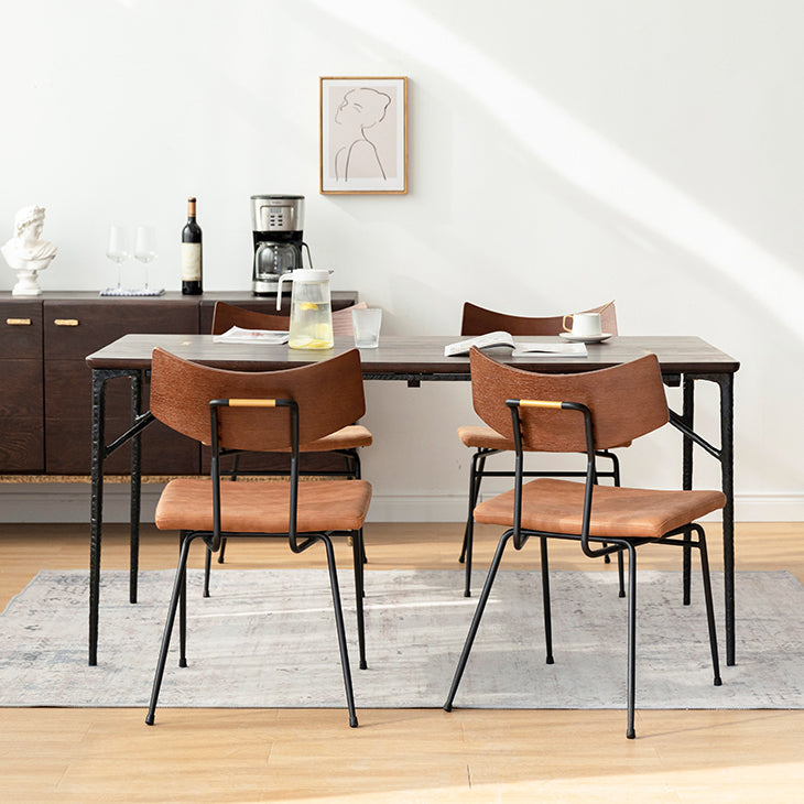 Industrial Dining Room Set with Rectangle Table and Metal Base Dining Set for Home Use Clearhalo 'Dining Room Sets' 'Dining Tables & Seating' 'dining_room_set' 'furn' 'furn_dining_room_set' 'Furniture' 'furniture_dining_room_set' 'Kitchen & Dining Furniture' 'kitchen&dining_furn' 'kitchen' 3401670