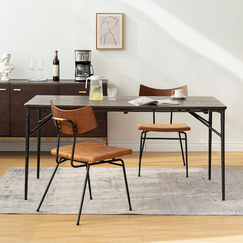 Industrial Dining Room Set with Rectangle Table and Metal Base Dining Set for Home Use Clearhalo 'Dining Room Sets' 'Dining Tables & Seating' 'dining_room_set' 'furn' 'furn_dining_room_set' 'Furniture' 'furniture_dining_room_set' 'Kitchen & Dining Furniture' 'kitchen&dining_furn' 'kitchen' 3401682