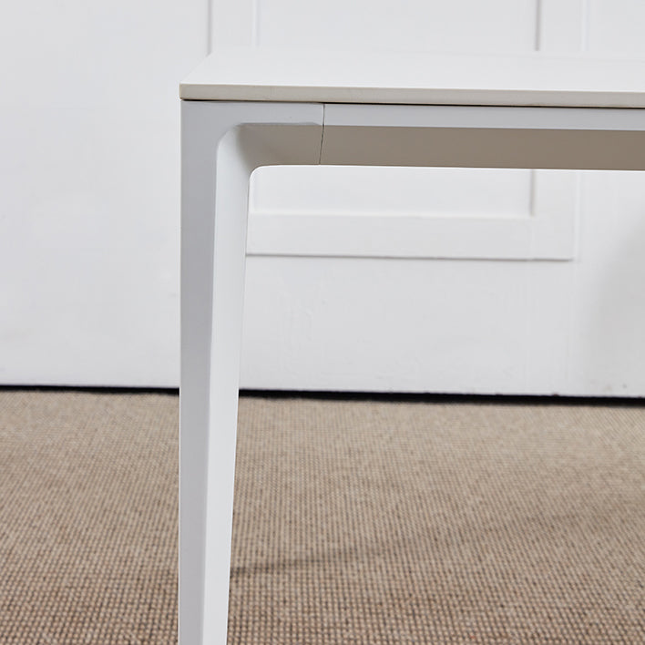 Contemporary Sintered Stone Standard Dining Set Rectangle Kitchen Dining Set in White Clearhalo 'Dining Room Sets' 'Dining Tables & Seating' 'dining_room_set' 'furn' 'furn_dining_room_set' 'Furniture' 'furniture_dining_room_set' 'Kitchen & Dining Furniture' 'kitchen&dining_furn' 'kitchen' 3401729