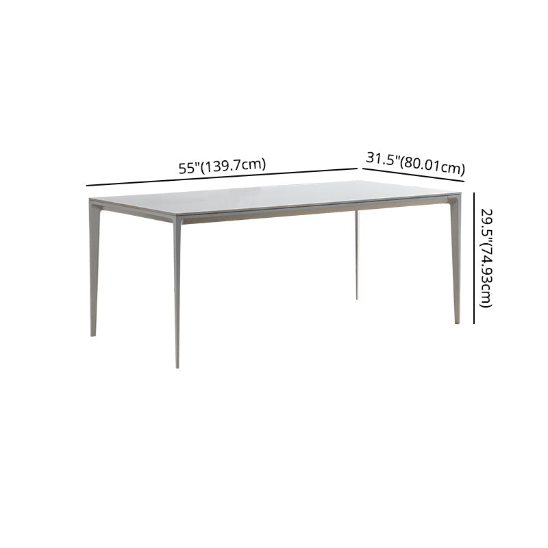 Contemporary Sintered Stone Standard Dining Set Rectangle Kitchen Dining Set in White Clearhalo 'Dining Room Sets' 'Dining Tables & Seating' 'dining_room_set' 'furn' 'furn_dining_room_set' 'Furniture' 'furniture_dining_room_set' 'Kitchen & Dining Furniture' 'kitchen&dining_furn' 'kitchen' 3401733