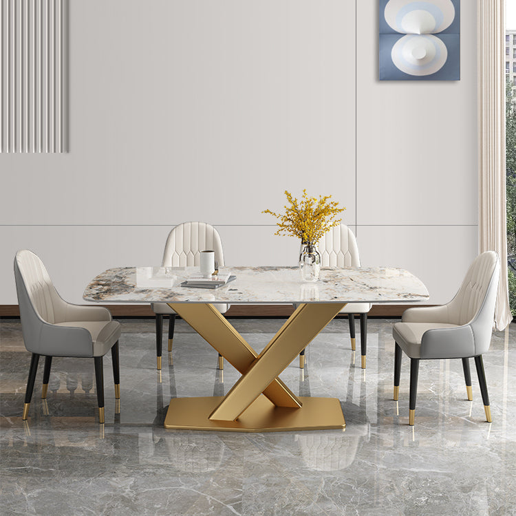 Contemporary Rectangle Shape Dining Set Sintered Stone Top Dining Table Furniture for Restaurant Clearhalo 'Dining Room Sets' 'Dining Tables & Seating' 'dining_room_set' 'furn' 'furn_dining_room_set' 'Furniture' 'furniture_dining_room_set' 'Kitchen & Dining Furniture' 'kitchen&dining_furn' 'kitchen' 3401759