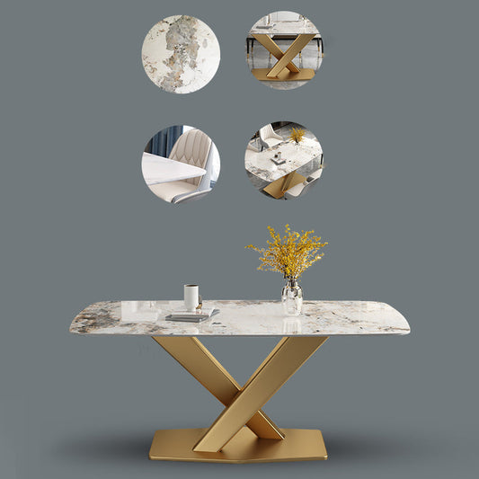 Contemporary Rectangle Shape Dining Set Sintered Stone Top Dining Table Furniture for Restaurant Clearhalo 'Dining Room Sets' 'Dining Tables & Seating' 'dining_room_set' 'furn' 'furn_dining_room_set' 'Furniture' 'furniture_dining_room_set' 'Kitchen & Dining Furniture' 'kitchen&dining_furn' 'kitchen' 3401761