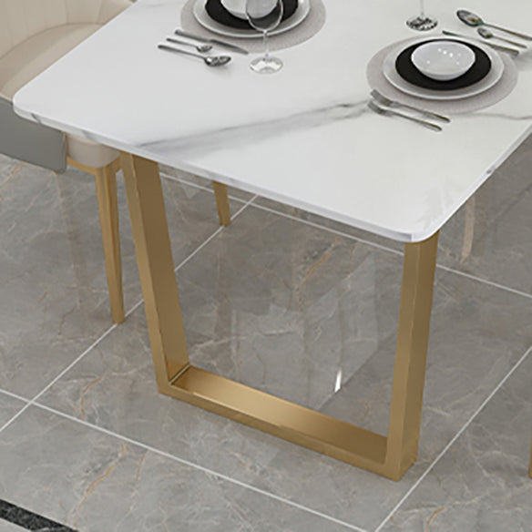 Minimalist Style Sintered Stone Dining Table Rectangular Dining Table with Metal Frame Clearhalo 'Dining Room Sets' 'Dining Tables & Seating' 'dining_room_set' 'furn' 'furn_dining_room_set' 'Furniture' 'furniture_dining_room_set' 'Kitchen & Dining Furniture' 'kitchen&dining_furn' 'kitchen' 3401776