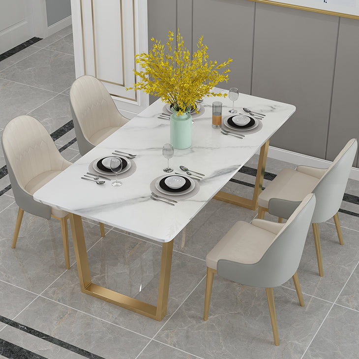 Minimalist Style Sintered Stone Dining Table Rectangular Dining Table with Metal Frame Clearhalo 'Dining Room Sets' 'Dining Tables & Seating' 'dining_room_set' 'furn' 'furn_dining_room_set' 'Furniture' 'furniture_dining_room_set' 'Kitchen & Dining Furniture' 'kitchen&dining_furn' 'kitchen' 3401783