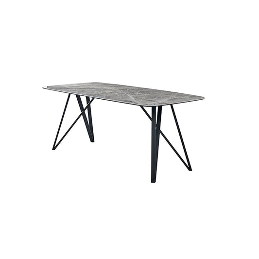 Contemporary Sintered Stone Top Dining Room Set with Rectangle Shape Dining Set with Pedestal Base Clearhalo 'Dining Room Sets' 'Dining Tables & Seating' 'dining_room_set' 'furn' 'furn_dining_room_set' 'Furniture' 'furniture_dining_room_set' 'Kitchen & Dining Furniture' 'kitchen&dining_furn' 'kitchen' 3401791