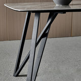 Contemporary Sintered Stone Top Dining Room Set with Rectangle Shape Dining Set with Pedestal Base Clearhalo 'Dining Room Sets' 'Dining Tables & Seating' 'dining_room_set' 'furn' 'furn_dining_room_set' 'Furniture' 'furniture_dining_room_set' 'Kitchen & Dining Furniture' 'kitchen&dining_furn' 'kitchen' 3401794