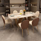 Modern Sintered Stone Dining Room Set Standard Height with Double Pedestal Base Dining Table Set Clearhalo 'Dining Room Sets' 'Dining Tables & Seating' 'dining_room_set' 'furn' 'furn_dining_room_set' 'Furniture' 'furniture_dining_room_set' 'Kitchen & Dining Furniture' 'kitchen&dining_furn' 'kitchen' 3401830