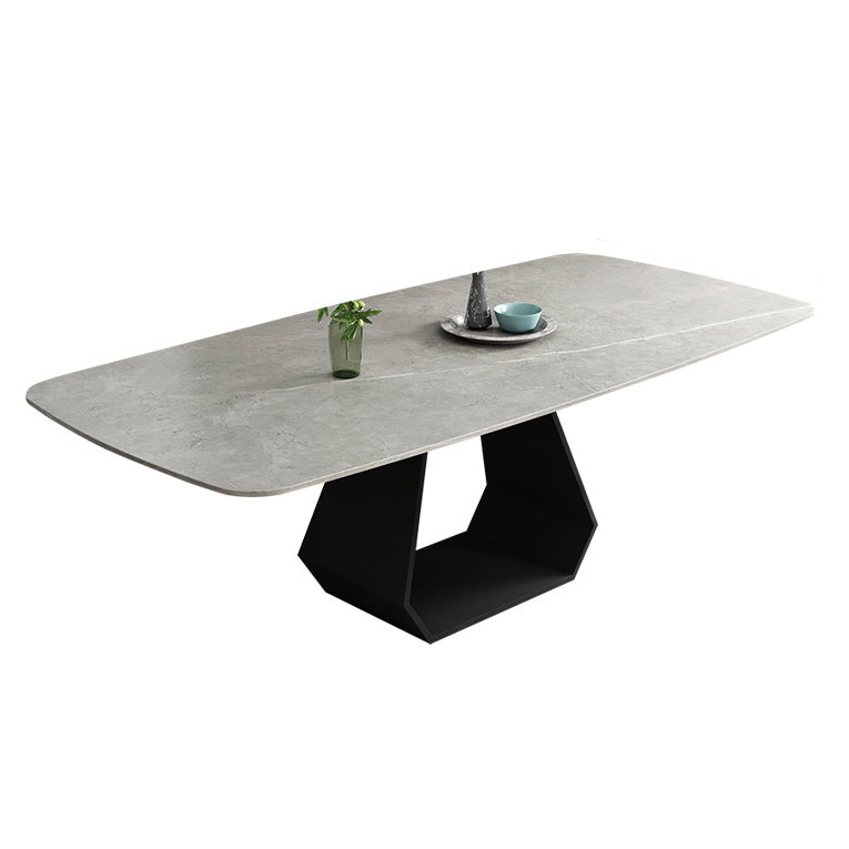 Minimalist Sintered Stone Dining Room Set with Rectangle Top and Pedestal Base Dining Furniture Table Only Clearhalo 'Dining Room Sets' 'Dining Tables & Seating' 'dining_room_set' 'furn' 'furn_dining_room_set' 'Furniture' 'furniture_dining_room_set' 'Kitchen & Dining Furniture' 'kitchen&dining_furn' 'kitchen' 3401846