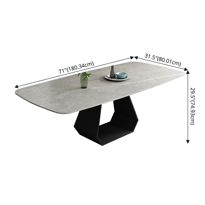Minimalist Sintered Stone Dining Room Set with Rectangle Top and Pedestal Base Dining Furniture Clearhalo 'Dining Room Sets' 'Dining Tables & Seating' 'dining_room_set' 'furn' 'furn_dining_room_set' 'Furniture' 'furniture_dining_room_set' 'Kitchen & Dining Furniture' 'kitchen&dining_furn' 'kitchen' 3401857