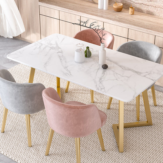 Modern Rectangle Shape White Dining Set Standard Sintered Stone Top Dining Set for Kitchen with 4 Chairs Clearhalo 'Dining Room Sets' 'Dining Tables & Seating' 'dining_room_set' 'furn' 'furn_dining_room_set' 'Furniture' 'furniture_dining_room_set' 'Kitchen & Dining Furniture' 'kitchen&dining_furn' 'kitchen' 3401862