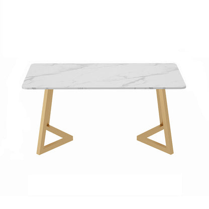 Modern Rectangle Shape White Dining Set Standard Sintered Stone Top Dining Set for Kitchen Table Only Clearhalo 'Dining Room Sets' 'Dining Tables & Seating' 'dining_room_set' 'furn' 'furn_dining_room_set' 'Furniture' 'furniture_dining_room_set' 'Kitchen & Dining Furniture' 'kitchen&dining_furn' 'kitchen' 3401863