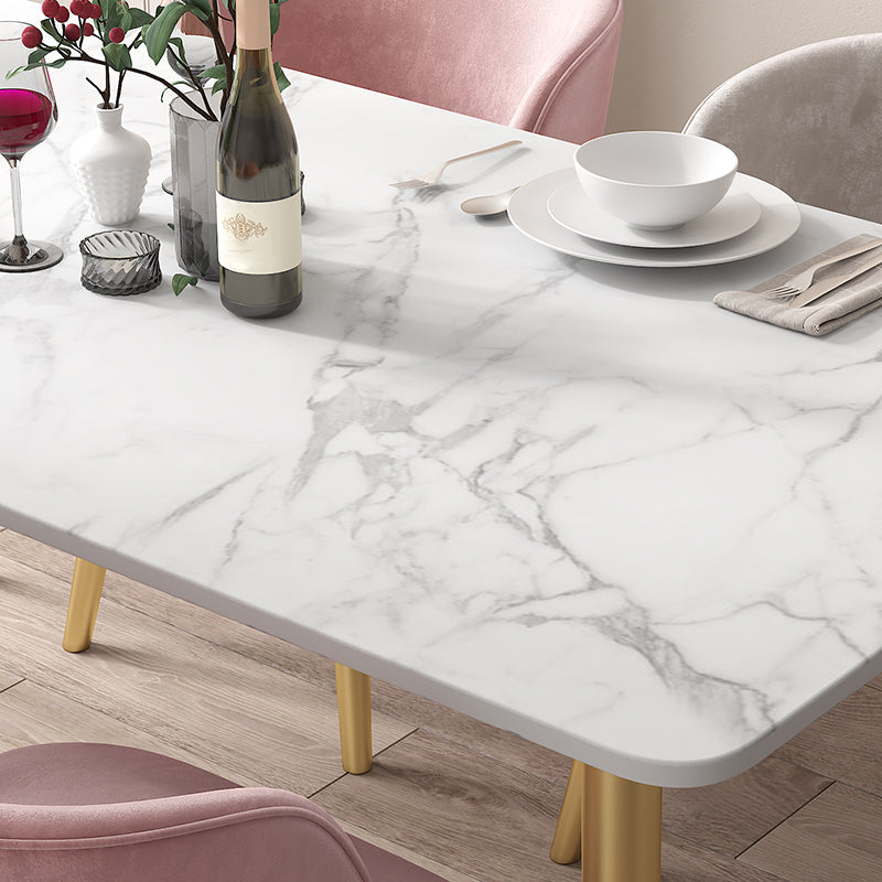 Modern Rectangle Shape White Dining Set Standard Sintered Stone Top Dining Set for Kitchen Clearhalo 'Dining Room Sets' 'Dining Tables & Seating' 'dining_room_set' 'furn' 'furn_dining_room_set' 'Furniture' 'furniture_dining_room_set' 'Kitchen & Dining Furniture' 'kitchen&dining_furn' 'kitchen' 3401866