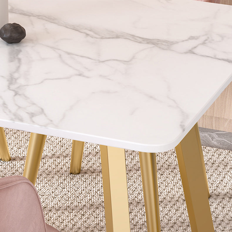 Modern Rectangle Shape White Dining Set Standard Sintered Stone Top Dining Set for Kitchen Clearhalo 'Dining Room Sets' 'Dining Tables & Seating' 'dining_room_set' 'furn' 'furn_dining_room_set' 'Furniture' 'furniture_dining_room_set' 'Kitchen & Dining Furniture' 'kitchen&dining_furn' 'kitchen' 3401868