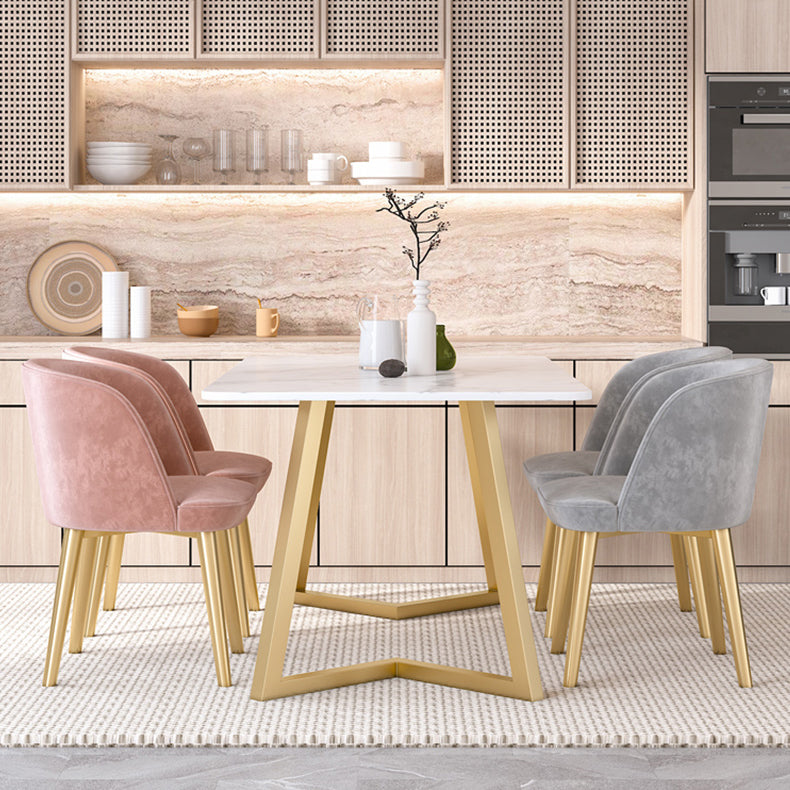 Modern Rectangle Shape White Dining Set Standard Sintered Stone Top Dining Set for Kitchen Clearhalo 'Dining Room Sets' 'Dining Tables & Seating' 'dining_room_set' 'furn' 'furn_dining_room_set' 'Furniture' 'furniture_dining_room_set' 'Kitchen & Dining Furniture' 'kitchen&dining_furn' 'kitchen' 3401876