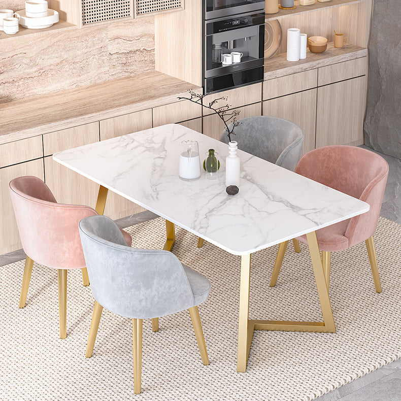 Modern Rectangle Shape White Dining Set Standard Sintered Stone Top Dining Set for Kitchen Clearhalo 'Dining Room Sets' 'Dining Tables & Seating' 'dining_room_set' 'furn' 'furn_dining_room_set' 'Furniture' 'furniture_dining_room_set' 'Kitchen & Dining Furniture' 'kitchen&dining_furn' 'kitchen' 3401877