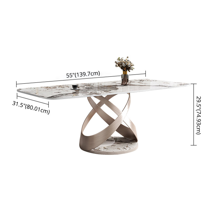 Minimalist Gray White Standard Dining Set Sintered Stone Rectangle Dining Set with Pedestal Base Clearhalo 'Dining Room Sets' 'Dining Tables & Seating' 'dining_room_set' 'furn' 'furn_dining_room_set' 'Furniture' 'furniture_dining_room_set' 'Kitchen & Dining Furniture' 'kitchen&dining_furn' 'kitchen' 3401888
