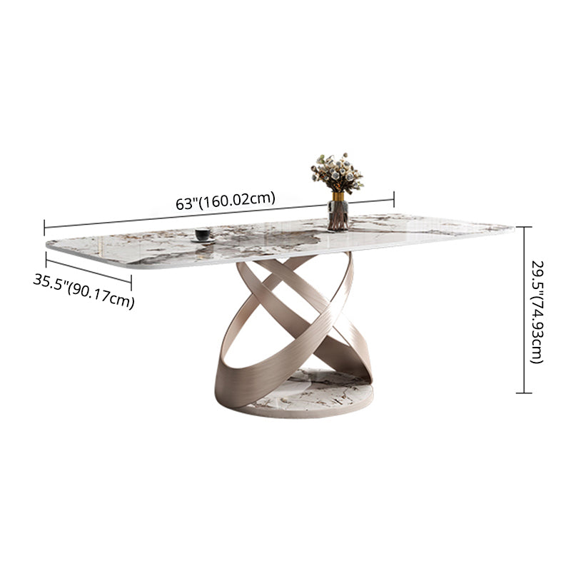 Minimalist Gray White Standard Dining Set Sintered Stone Rectangle Dining Set with Pedestal Base Clearhalo 'Dining Room Sets' 'Dining Tables & Seating' 'dining_room_set' 'furn' 'furn_dining_room_set' 'Furniture' 'furniture_dining_room_set' 'Kitchen & Dining Furniture' 'kitchen&dining_furn' 'kitchen' 3401889