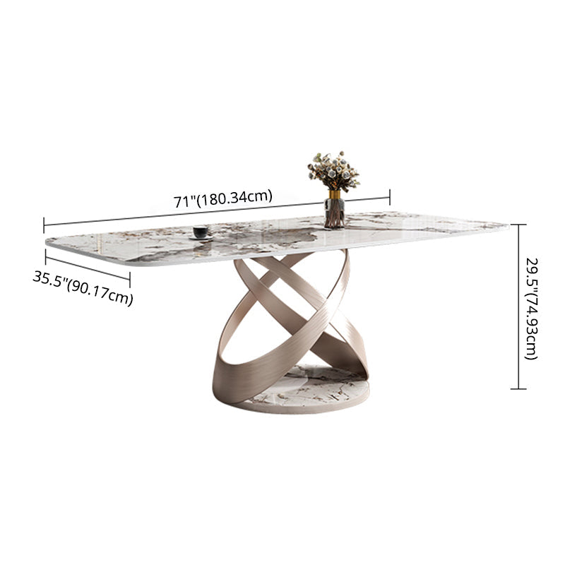 Minimalist Gray White Standard Dining Set Sintered Stone Rectangle Dining Set with Pedestal Base Clearhalo 'Dining Room Sets' 'Dining Tables & Seating' 'dining_room_set' 'furn' 'furn_dining_room_set' 'Furniture' 'furniture_dining_room_set' 'Kitchen & Dining Furniture' 'kitchen&dining_furn' 'kitchen' 3401890