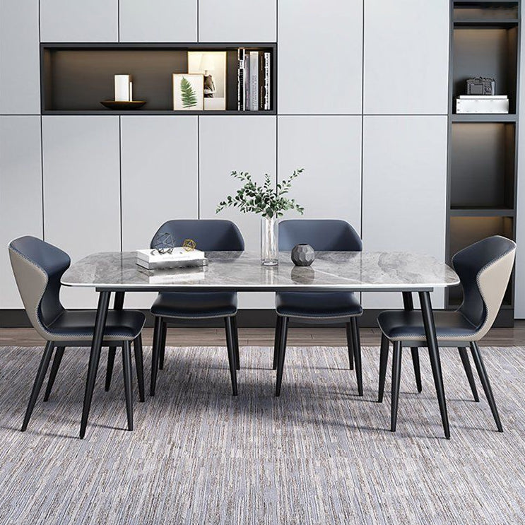 Contemporary Sintered Stone Top Gray Dining Set Rectangle Shape Standard Dining Set for Kitchen Clearhalo 'Dining Room Sets' 'Dining Tables & Seating' 'dining_room_set' 'furn' 'furn_dining_room_set' 'Furniture' 'furniture_dining_room_set' 'Kitchen & Dining Furniture' 'kitchen&dining_furn' 'kitchen' 3401894