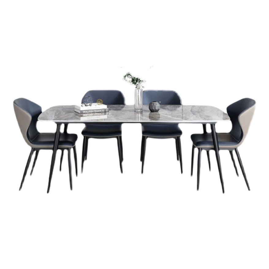 Contemporary Sintered Stone Top Gray Dining Set Rectangle Shape Standard Dining Set for Kitchen Clearhalo 'Dining Room Sets' 'Dining Tables & Seating' 'dining_room_set' 'furn' 'furn_dining_room_set' 'Furniture' 'furniture_dining_room_set' 'Kitchen & Dining Furniture' 'kitchen&dining_furn' 'kitchen' 3401897