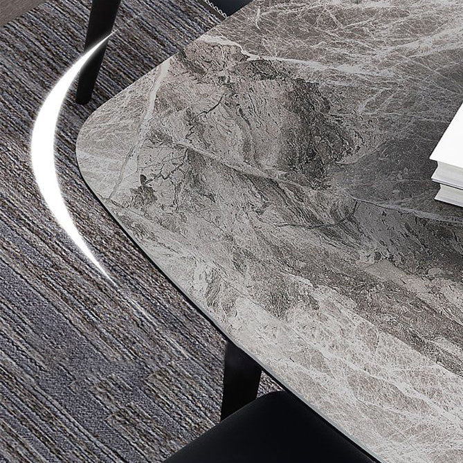 Contemporary Sintered Stone Top Gray Dining Set Rectangle Shape Standard Dining Set for Kitchen Clearhalo 'Dining Room Sets' 'Dining Tables & Seating' 'dining_room_set' 'furn' 'furn_dining_room_set' 'Furniture' 'furniture_dining_room_set' 'Kitchen & Dining Furniture' 'kitchen&dining_furn' 'kitchen' 3401899