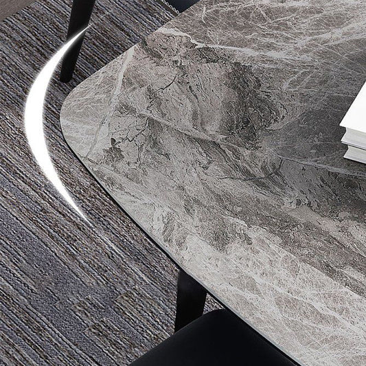 Contemporary Sintered Stone Top Gray Dining Set Rectangle Shape Standard Dining Set for Kitchen Clearhalo 'Dining Room Sets' 'Dining Tables & Seating' 'dining_room_set' 'furn' 'furn_dining_room_set' 'Furniture' 'furniture_dining_room_set' 'Kitchen & Dining Furniture' 'kitchen&dining_furn' 'kitchen' 3401899