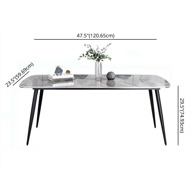 Contemporary Sintered Stone Top Gray Dining Set Rectangle Shape Standard Dining Set for Kitchen Clearhalo 'Dining Room Sets' 'Dining Tables & Seating' 'dining_room_set' 'furn' 'furn_dining_room_set' 'Furniture' 'furniture_dining_room_set' 'Kitchen & Dining Furniture' 'kitchen&dining_furn' 'kitchen' 3401902